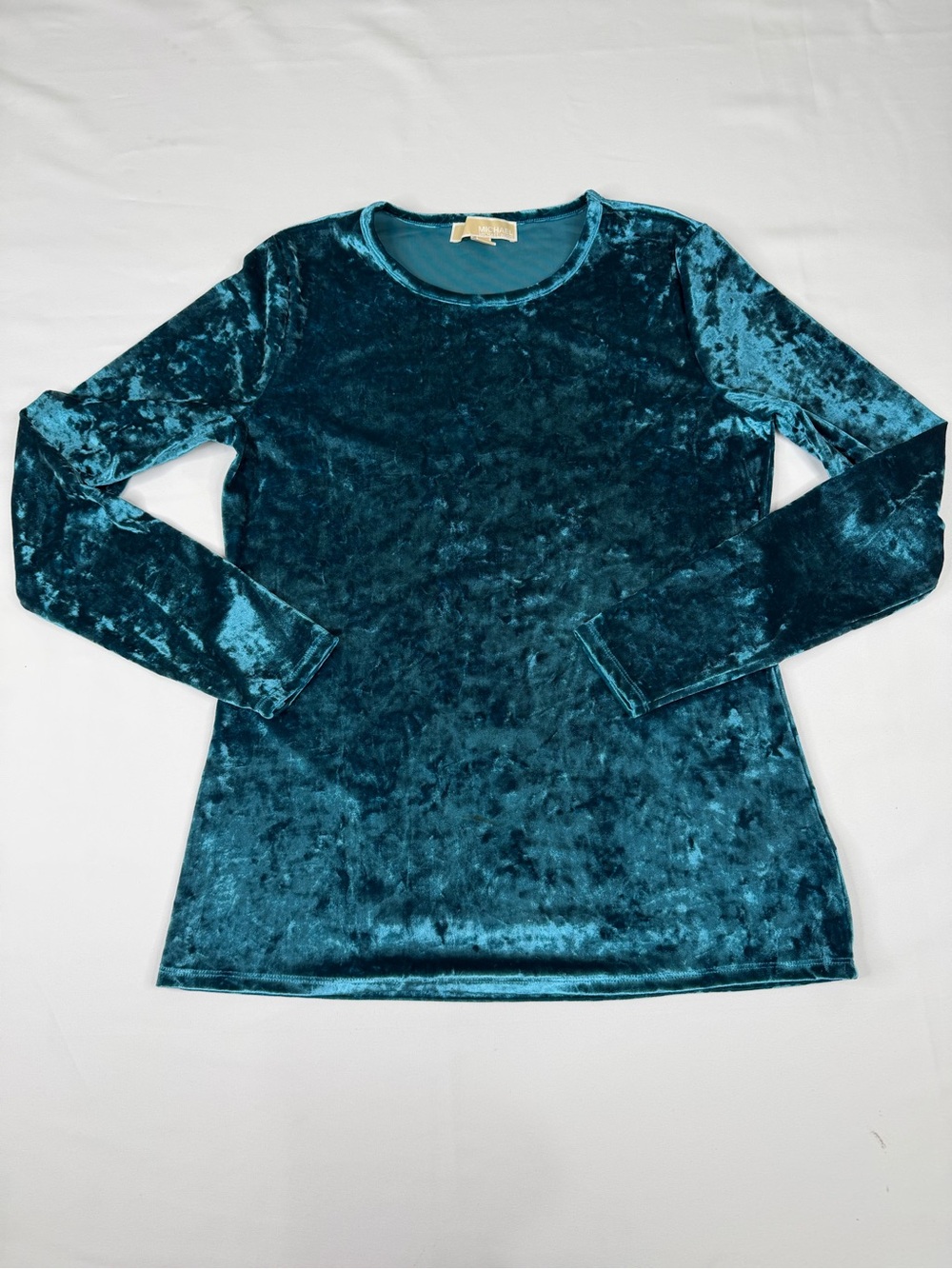 Michael Kors Teal Velvet Long Sleeve Top